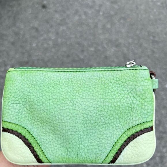 Coach, Green, Brown & Cream Upcycled Leather Wristlet Handpainted & Dyed - Picture 14 of 14